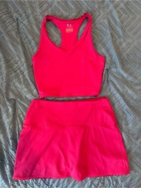 IVL Hot Pink Scallop-Trim Skirt Set